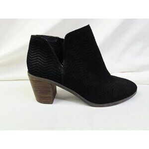 Lucky Brand Size 8.5M Womens Black Suede Leather Side Zip Parnesa Ankle Boots